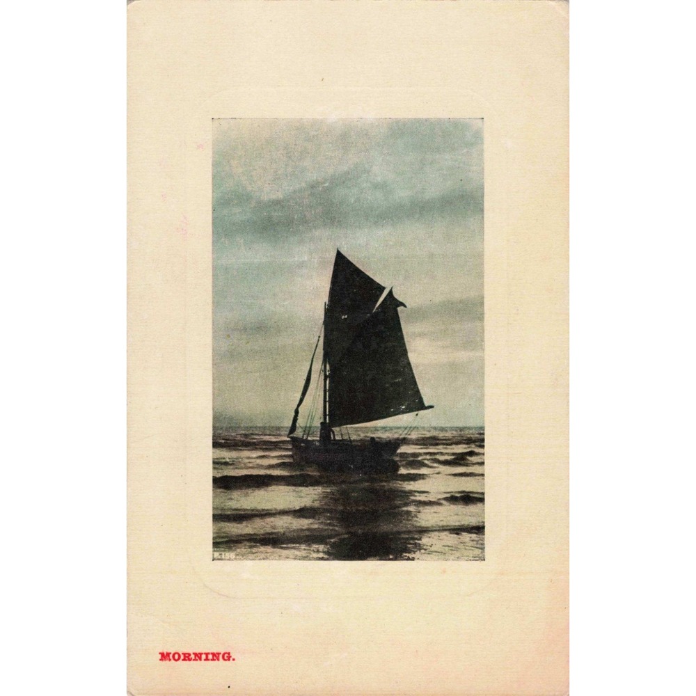 Sailboat at Sea Morning Antique Postcard HG Zimmerman Chicago Maritime Nautical - Picture 1 of 2